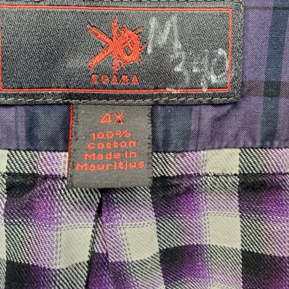 Egara Men's Plaid Purple Long Sleeve 4X - Picture 3 of 8